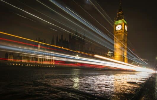 Speeding traffic in London